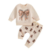 Long Sleeve Football Bow Baby Set 