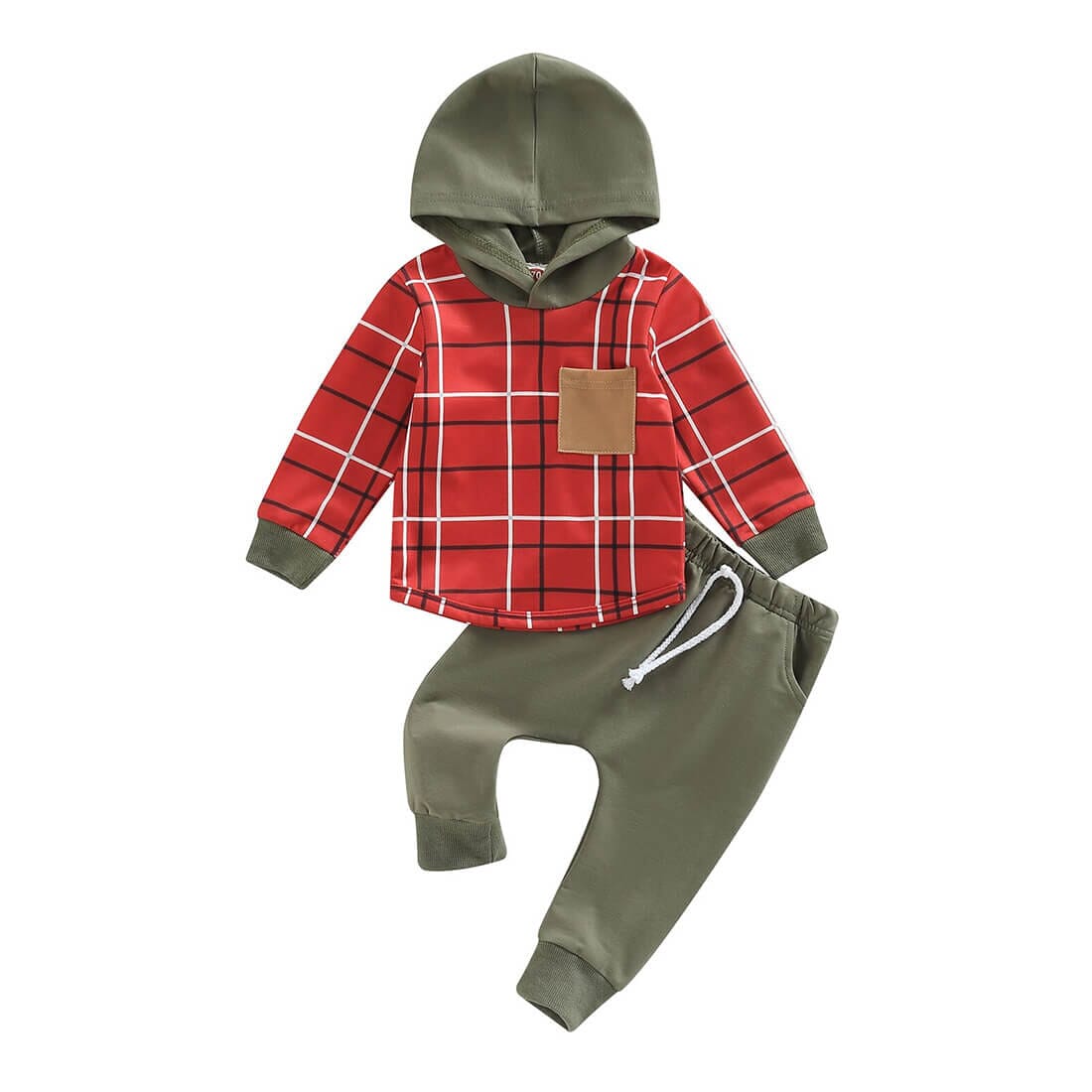 Olive Plaid Hoodie Baby Set Sets The Trendy Toddlers 