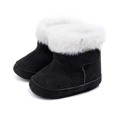 Solid Plush Baby Boots Black 1