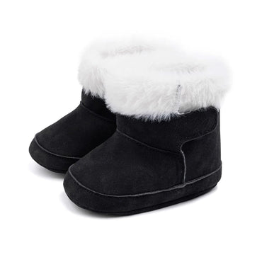 Solid Plush Baby Boots Black 1
