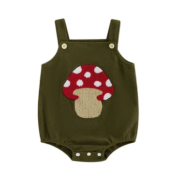 Sleeveless Mushroom Apple Baby Romper Green 0-3 M