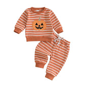 Long Sleeve Striped Pumpkin Baby Set