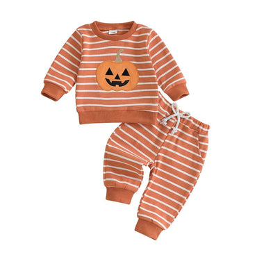 Long Sleeve Striped Pumpkin Baby Set