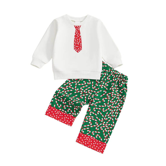 Long Sleeve Candy Cane Tie Baby Set