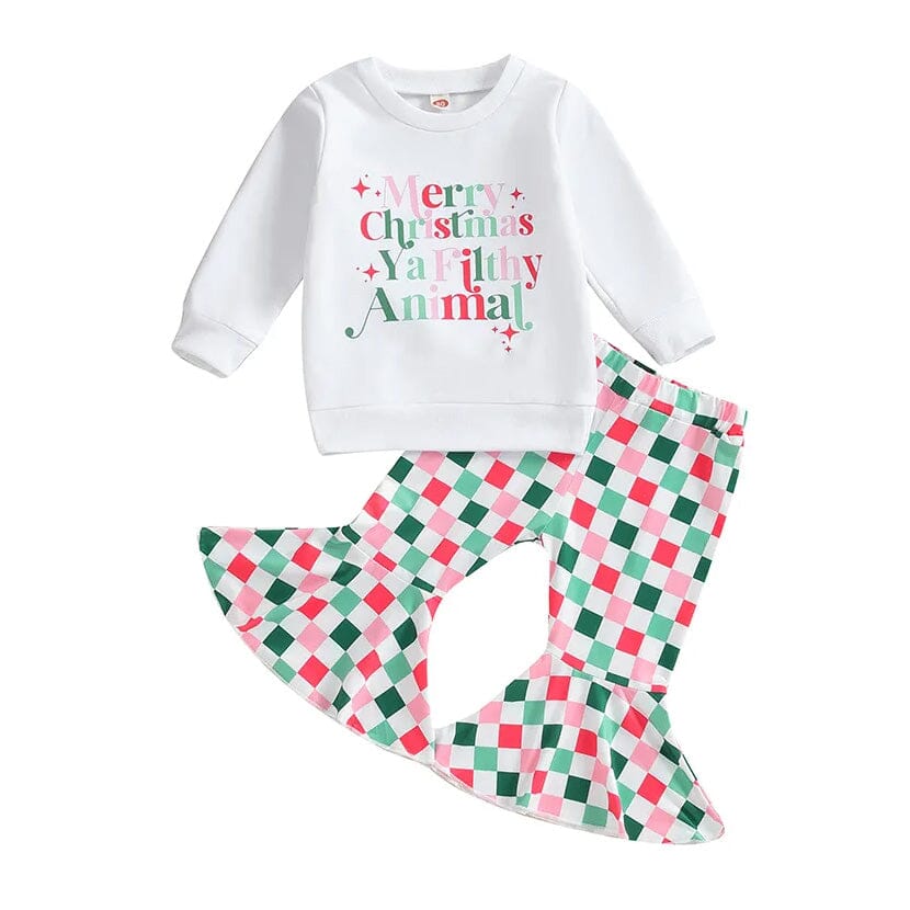 Checkerboard Flared Pants Toddler Set   