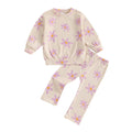 Long Sleeve Beige Floral Toddler Set