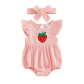 Fly Sleeve Pink Strawberry Baby Romper