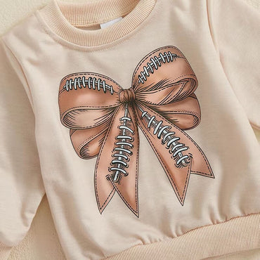 Long Sleeve Football Bow Baby Set   