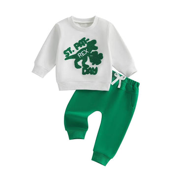 Long Sleeve St. Pat-Rex Day Baby Set Sets The Trendy Toddlers White 3-6 M 