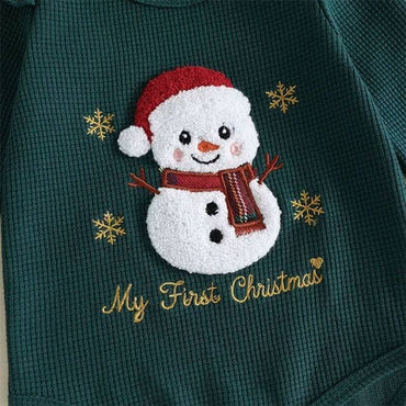 Long Sleeve Christmas Plaid Flared Pants Baby Set