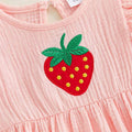 Fly Sleeve Pink Strawberry Baby Romper