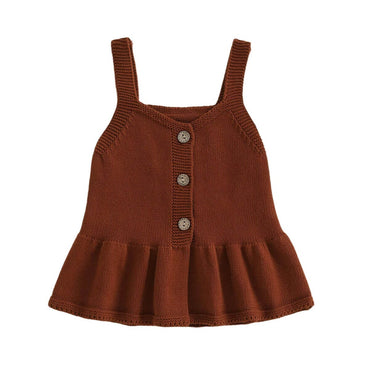 Sleeveless Solid Knitted Vest Top Brown 3-6 M