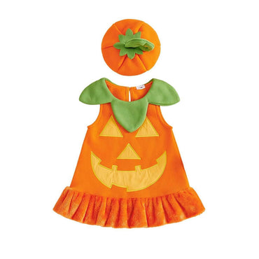 Sleeveless Ruffled Halloween Baby Costume Costume The Trendy Toddlers Orange 3-6 M 