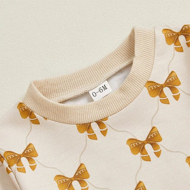 Long Sleeve Golden Bows Baby Set