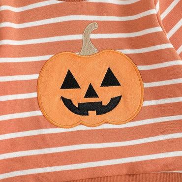 Long Sleeve Striped Pumpkin Baby Set