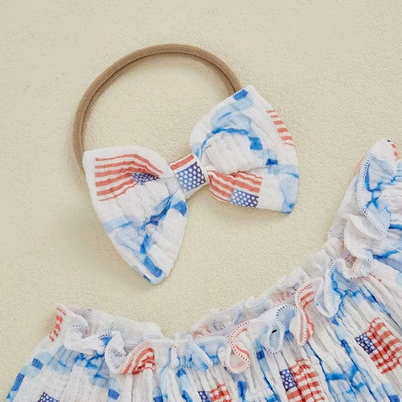 American Flag Ruffled Baby Romper