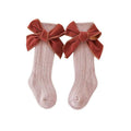 Solid Bows High Socks socks The Trendy Toddlers Pink 3-12 M 