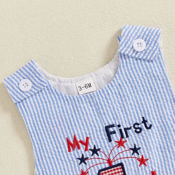 Sleeveless First 4th of July Baby Romper