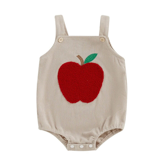 Sleeveless Mushroom Apple Baby Romper Beige 0-3 M