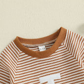 Long Sleeve Striped Football Baby Jumpsuit