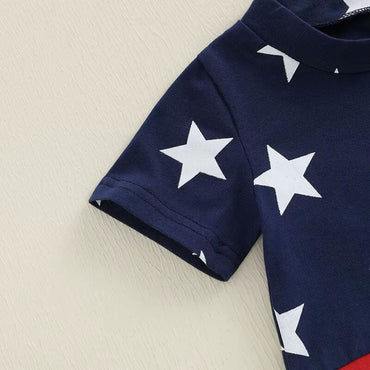 Short Sleeve Stars and Stripes Baby Jumpsuit Jumpsuit The Trendy Toddlers 