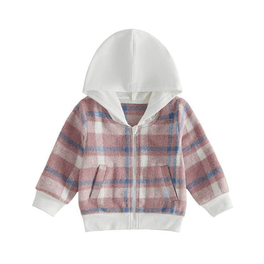 Zip-Up Plaid Hooded Toddler Jacket Jacket The Trendy Toddlers Pink 9-12 M 