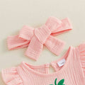 Fly Sleeve Pink Strawberry Baby Romper