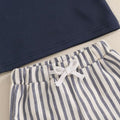 Short Sleeve Pocket Striped Shorts Toddler Set