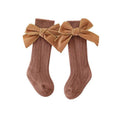 Solid Bows High Socks socks The Trendy Toddlers Brown 3-12 M 