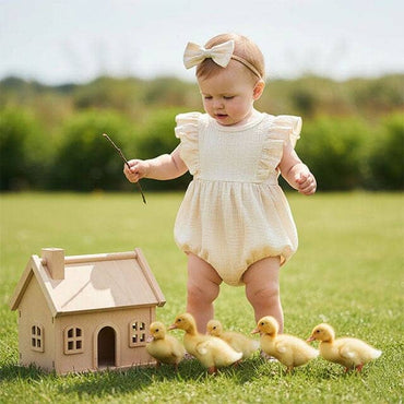 Fly Sleeve Solid Baby Romper