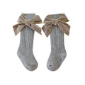Solid Bows High Socks socks The Trendy Toddlers Gray 3-12 M 