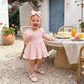 Puff Sleeve Pink Daisy Baby Romper Rompers The Trendy Toddlers 