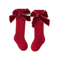 Solid Bows High Socks socks The Trendy Toddlers Red 3-12 M 