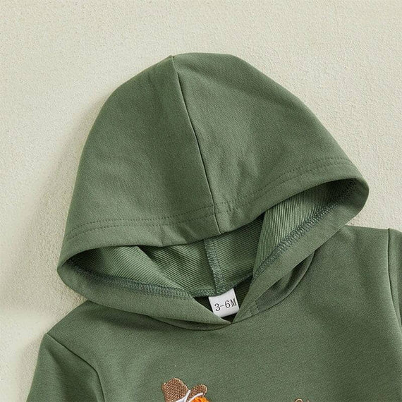 Long Sleeve Pumpkin Dino Hooded Baby Set