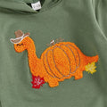 Long Sleeve Pumpkin Dino Hooded Baby Set