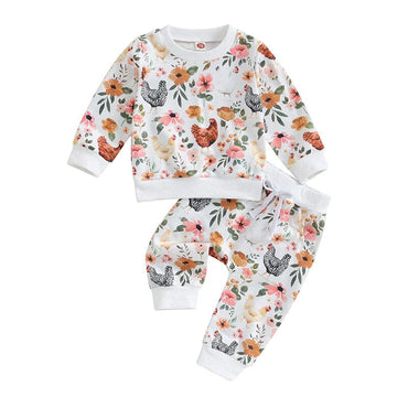 Long Sleeve Floral Chick Baby Set Sets The Trendy Toddlers 