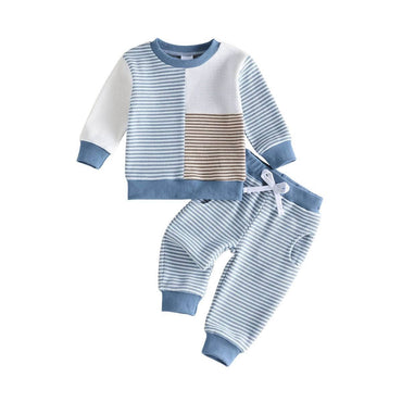 Long Sleeve Color Block Striped Baby Set