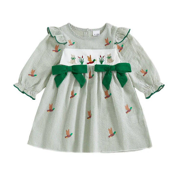 Long Sleeve Striped Duck Toddler Dress