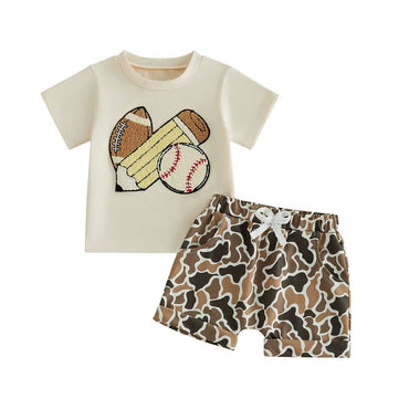 Back To School Camo Shorts Toddler Set Sets The Trendy Toddlers Beige 9-12 M 