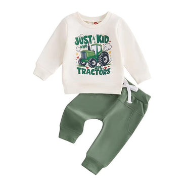 Long Sleeve Tractor Love Baby Set   