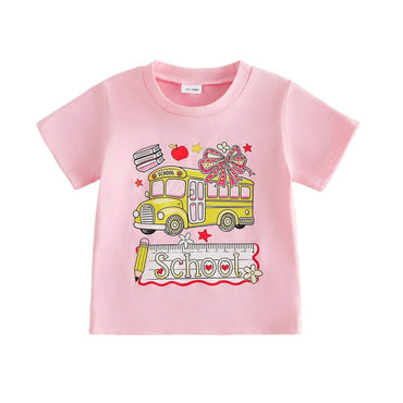 School Bus Bow Toddler Tee T-Shirt The Trendy Toddlers 