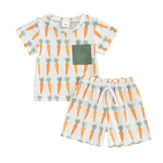 Short Sleeve Easter Carrot Baby Set   