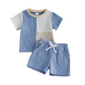 Short Sleeve Color Block Waffle Baby Set