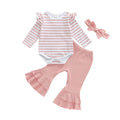 Long Sleeve Striped Pink Pants Baby Set