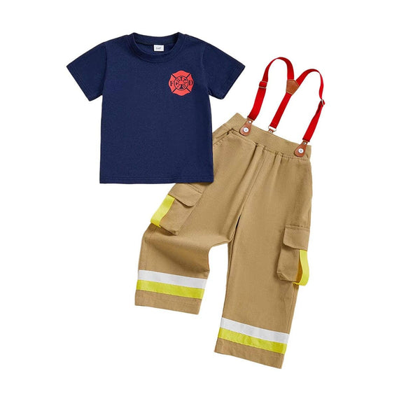 Short Sleeve Fire Department Toddler Set Costume