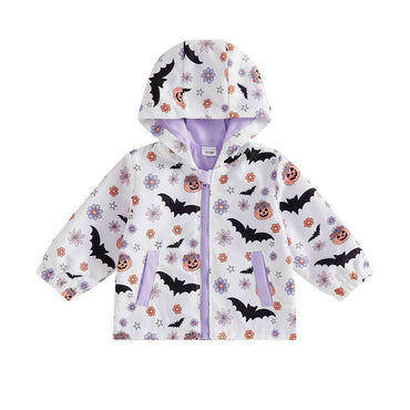 Halloween Hooded Zipper Toddler Jacket Jacket The Trendy Toddlers White 9-12 M 