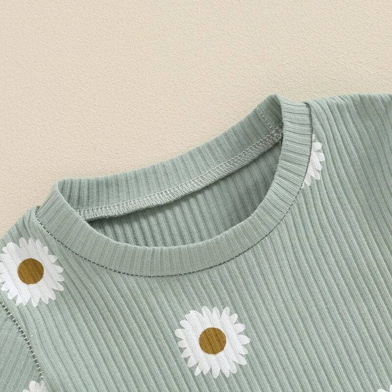 Toddler Girl Short Sleeve Daisy Ribbed 2-Piece Outfit Set – The Trendy ...