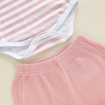 Long Sleeve Striped Pink Pants Baby Set