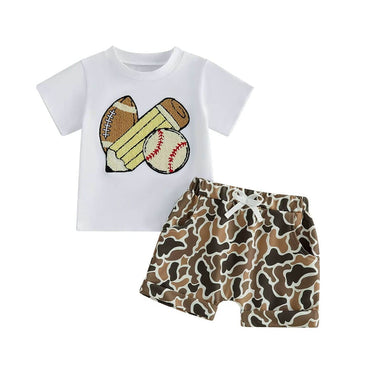 Back To School Camo Shorts Toddler Set Sets The Trendy Toddlers White 9-12 M 