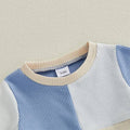 Short Sleeve Color Block Waffle Baby Set